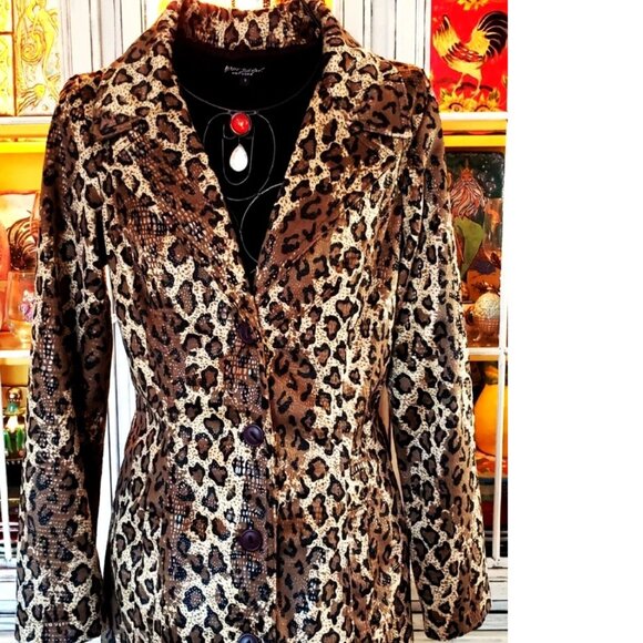 Vintage Betsey Johnson New York Leopard Velvet Snake Overlay Dress Coat Jacket S - Picture 7 of 14